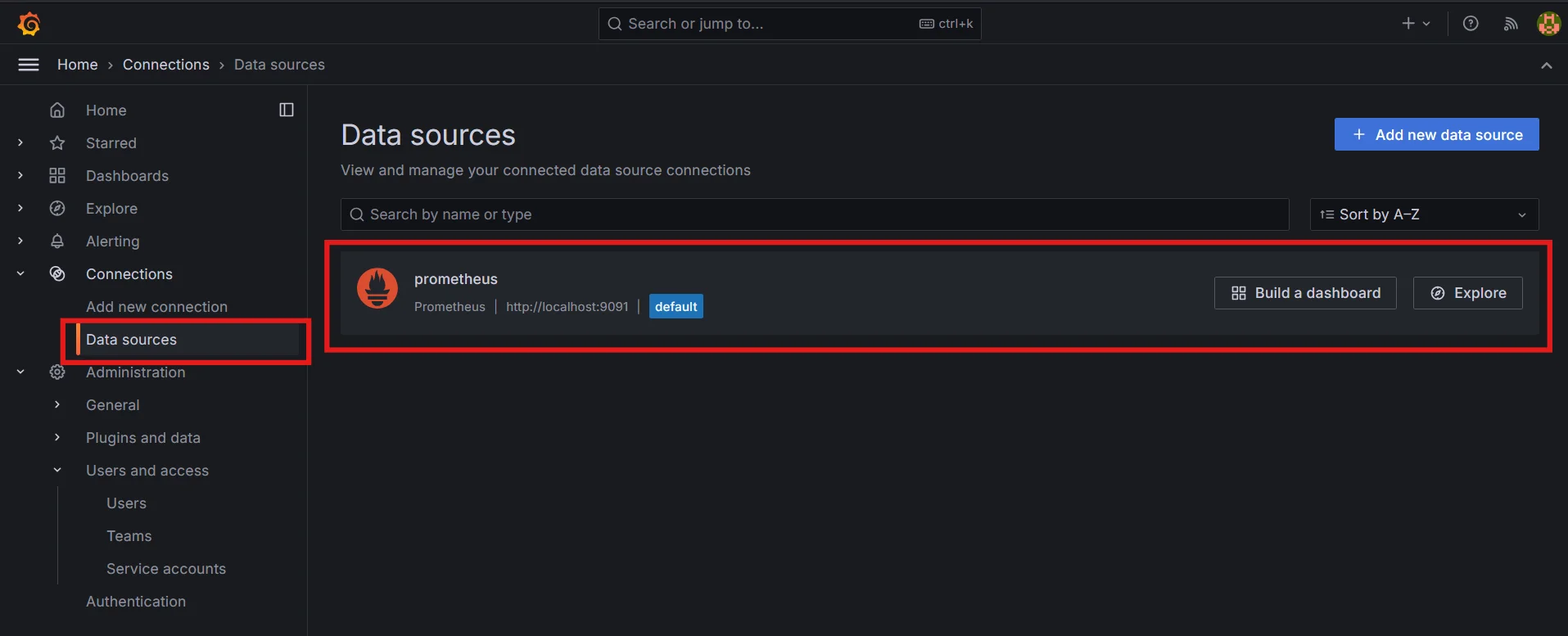 Adding Prometheus server as a data source in Grafana