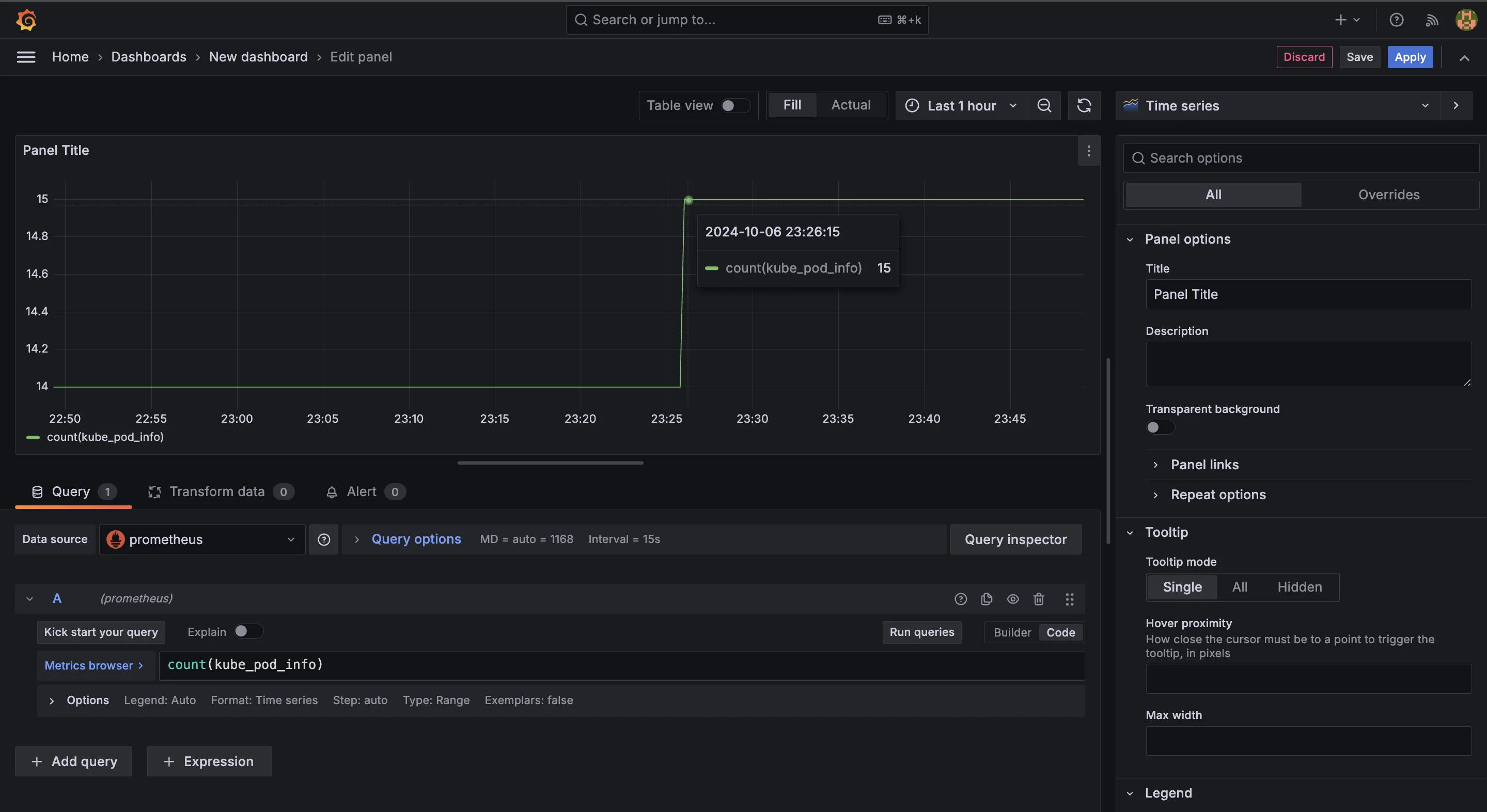 Count pods in grafana